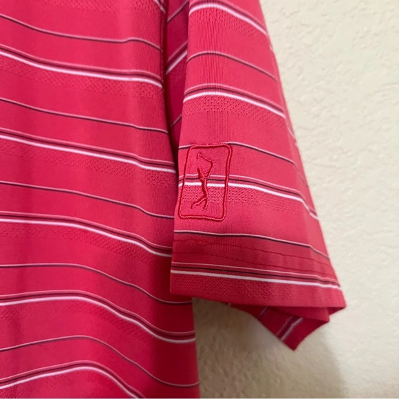 PGA Tour Mens Coral Button Up Collar Golf Shirt Size Large - Picture 8 of 12